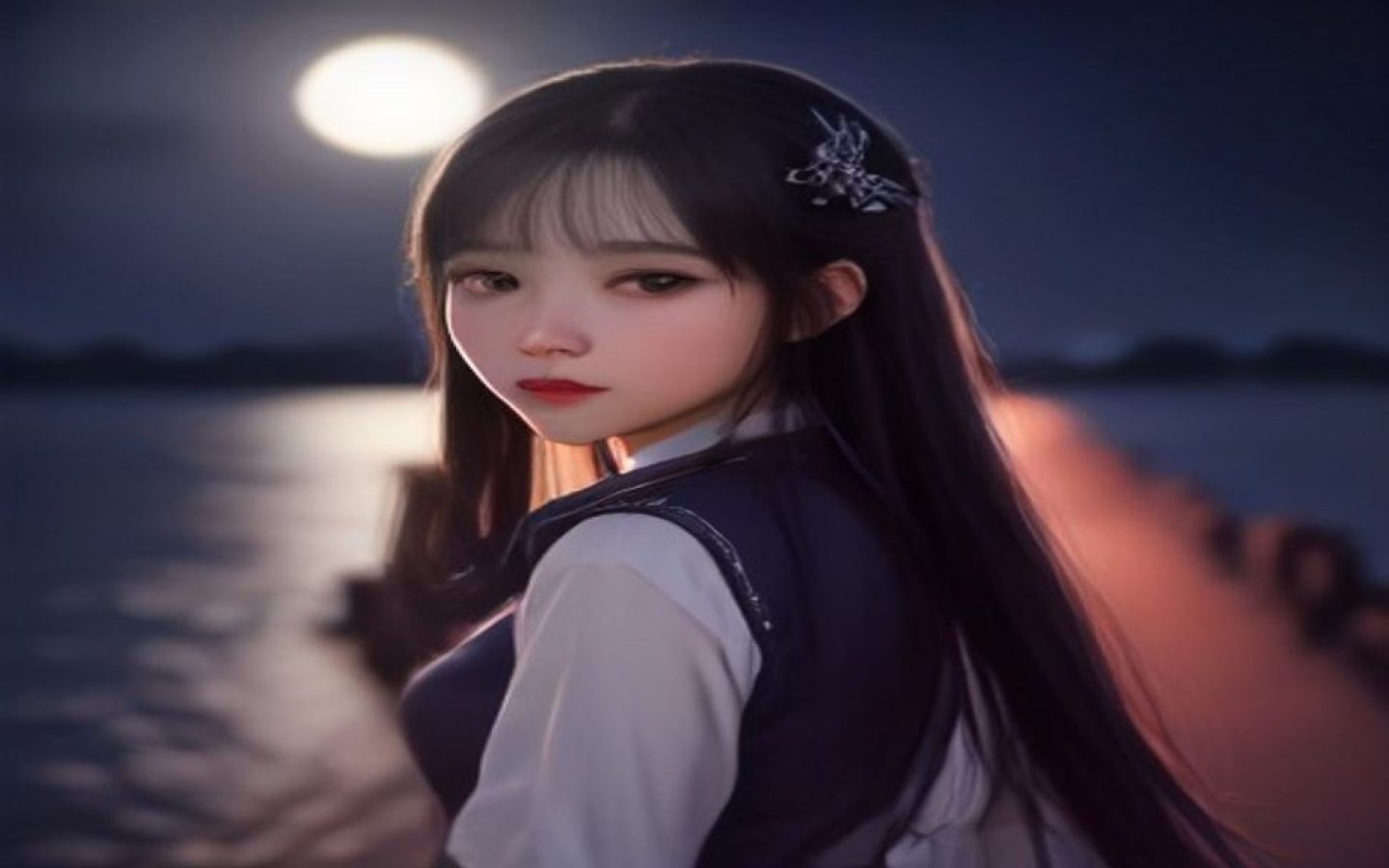 午夜蓝渐变背景下，美女在线内容形态科普封面图，杂志风格排版，蓝光氛围感强烈，象征数字内容生态